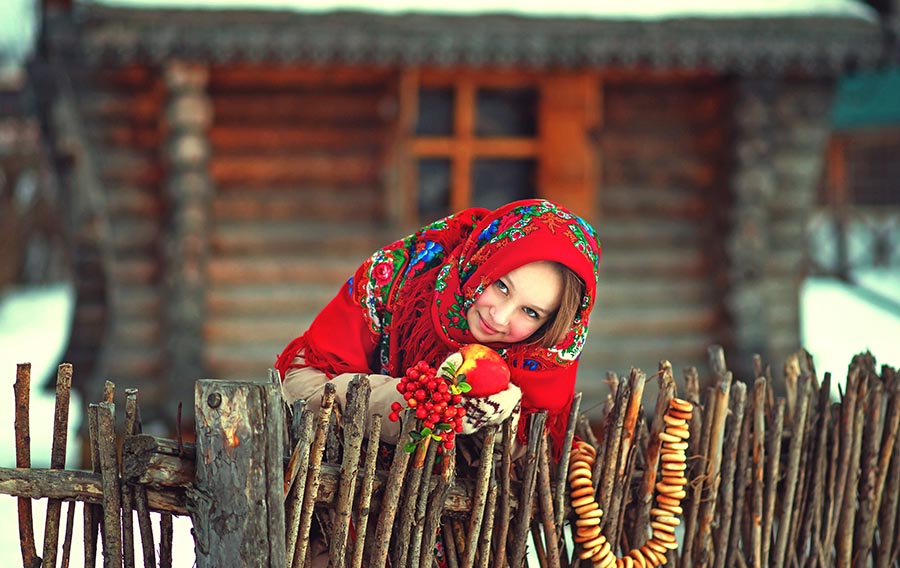 Sexy girl Women in Slavic costumes in Semarang